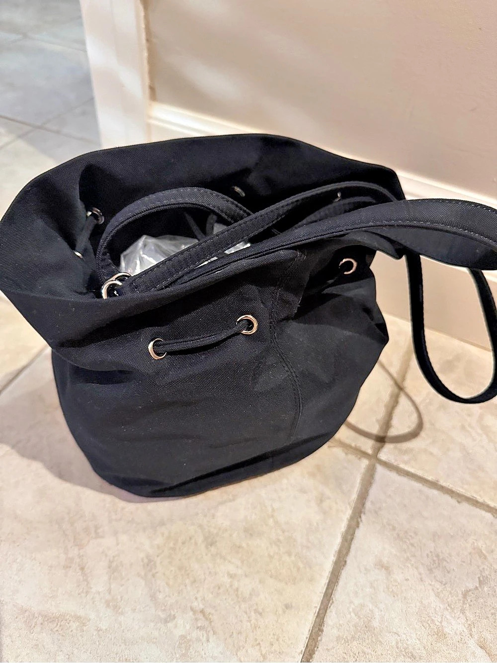 Balenciaga Wheel XS Drawstring Bucket Bag Black